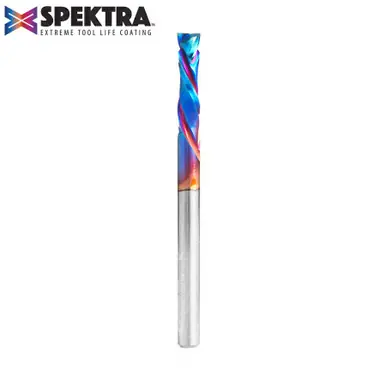 Amana 46181-K CNC Spektra Compression Spiral 3/16 D x 1 CH x 3/16 Shank x 2-1/2" 2 Flute Router Bit