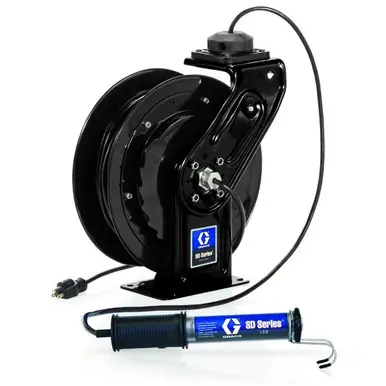 GRACO 24Y886 - SD10 Series 120V LED Light Reel, 95 ft, 16/3, Black