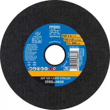 PFERD 63541 5" x .040" Cut-Off Wheel 7/8" AH 1.0mm A 60 P PSF-INOX Type 1 (25pk)