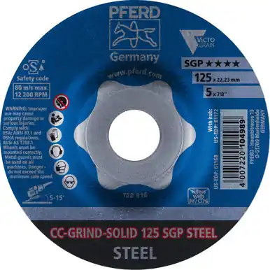 PFERD 61168 5" CC-Grind Solid - 7/8" A.H. - SGP Steel Victograin (10pk)