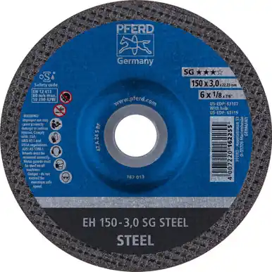 PFERD 63107 6" x 1/8" Cut-Off Wheel, 7/8" AH A 24 S SG - Type 27 (25pk)