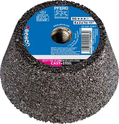PFERD 61817 4" Flaring Cup Wheel, 5/8-11 Thd. T11 Zirconia - Steel Back (2pk)