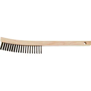 PFERD 85004 Curved Handle Scratch Brush 3x19 Rows, SS Wire, Wooden Block (12pk)