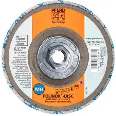 PFERD 48504 5-1/2" POLINOX Unitized Disc Med.-Hard T27 Conical, 5/8-11 SiC Fine MH, 6SF (5pk)
