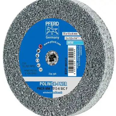 PFERD 48312 3" x 1/2" Unitized Wheel 1/4" A.H., SiC Fine (W) 3SF (5pk)