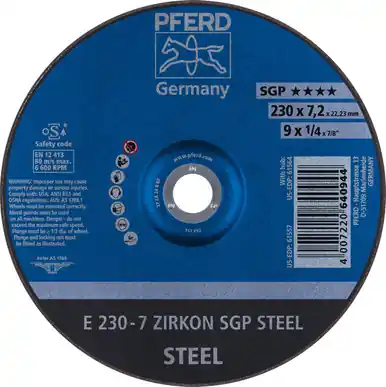 PFERD 61557 9" x 1/4" Grinding Wheel 7/8" AH ZA 24 R SGP - Type 27 (10pk)