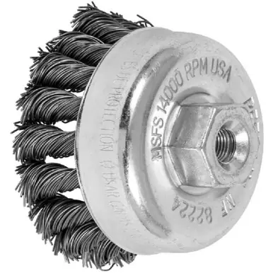 PFERD 82224 2-3/4" Knot Wire Cup Brush .020 CS Wire, 3/8-24 Thread (ext.) (5pk)