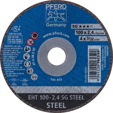 PFERD 63502 4" x 3/32" Cut-Off Wheel, 5/8" AH A 46 S SG - Type 1 (25pk)