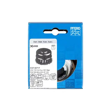 PFERD 80717 2-3/4" OD knot cup brush, .020" carbon steel wire, X-LOCK mounting system