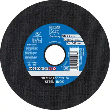 PFERD 69953 - 5" x .040" Cut-Off Wheel 7/8" AH A R SG INOX 60 Grit Type 1 (25pk)