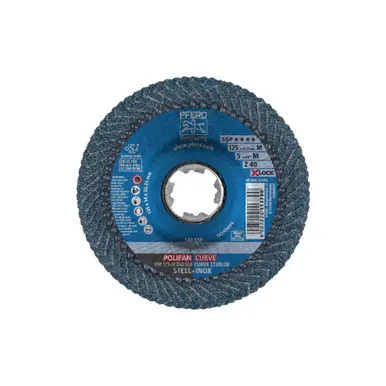 PFERD 67798 5" X-LOCK POLIFAN Flap Disc Z SGP CURVE STEELOX Zirconia 40G Medium Radius (10pk)