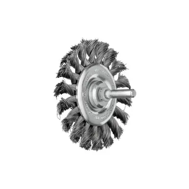 PFERD 82916 3" Shank Mtd Knot Wheel Brush .014 CS Wire, 1/4" Shank (10pk)