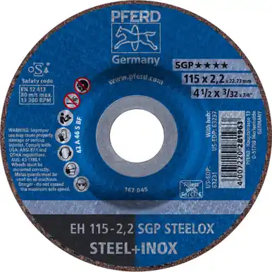 PFERD 63231 - 4-1/2" x 3/32" Cut-Off Wheel 7/8" AH A 46 S SGP-INOX Type 27 (25pk)