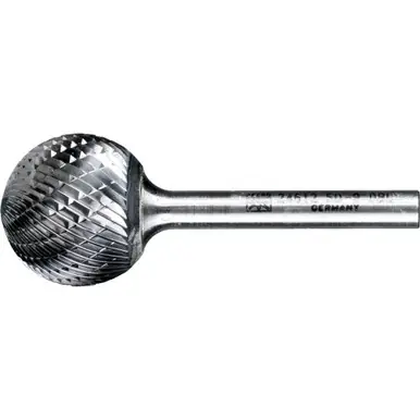 PFERD 24612 Carbide Bur - Ball Shape, DBL Cut 1" x 15/16" x 1/4" Shank - SD-9