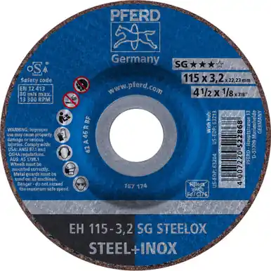 PFERD 63204 - 4-1/2" x 1/8" Cut-Off Wheel 7/8" AH A 46 R SG-INOX - Type 27 (25pk)
