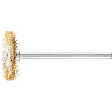 PFERD 83218 1" Miniature Mtd. Wheel Brush .005 Brass Wire, 1/8" Stem (36pk)