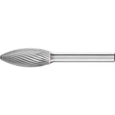 PFERD 24881 Carbide Bur - Flame Shape, SGL Cut 1/2" x 1_" x 1/4" Shank - SH-5