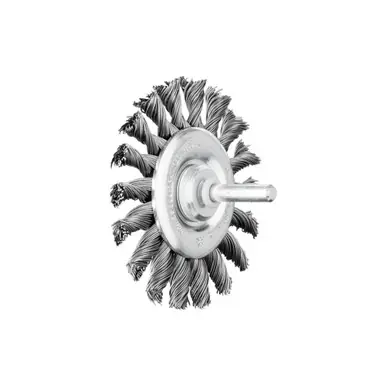 PFERD 82917 - 3" Shank-Mounted Knot Wheel Brush .020 Carbon Steel Wire, 1/4" Shank (10pk)