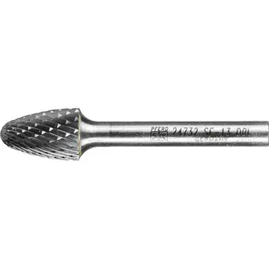 PFERD 24732 Carbide Bur - Tree Shape, DBL Cut 1/2" x 3/4" x 1/4" Shank - SF-13