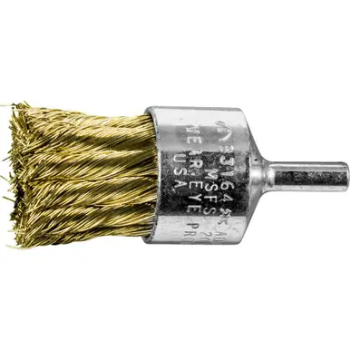 PFERD 83164 1" Knot Wire End Brush Straight Cup .014 Brass Wire, 1/4" Shank (10pk)