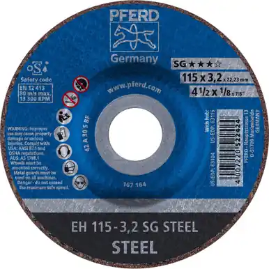 PFERD 63104 4-1/2" x 1/8" Cut-Off Wheel, 7/8" AH A 30 S SG - Type 27 (25pk)