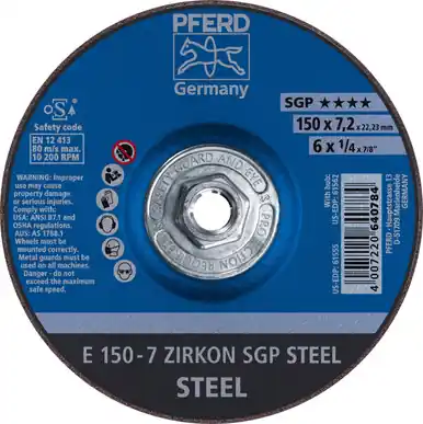 PFERD 61562 6" x 1/4" Grinding Wheel 5/8-11 Thd. ZA 24 R SGP - Type 27 (10pk)