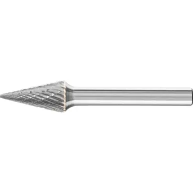 PFERD 25232 Carbide Bur, Cone (Pointed), DBL Cut 3/8" x 3/4" x 1/4" Shank, SM-4