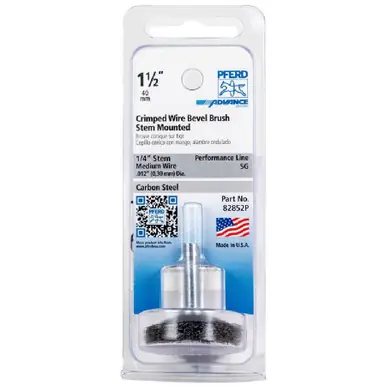PFERD 82852P P.O.P. 1-1/2" Mtd Flared Cup Brush .012 CS Wire, 1/4" Shank (5pk)