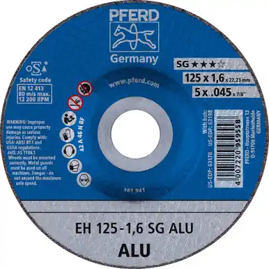 PFERD 63178 5" x .045" Cut-Off Wheel, 7/8" AH A 46 N SG ALU - Type 27 (25pk)