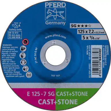 PFERD 61502 5" x 1/4" Grinding Wheel 7/8" AH C24S SG for Masonry Type 27 (10pk)