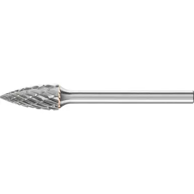 PFERD 23382 Carbide Bur, Tree Shape Pointed, DBL Cut 1/4" x 1/2" x 1/8" Shank