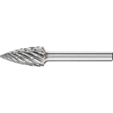 PFERD 24818 Carbide Bur, Tree Shape Pointed, STEEL Cut 1/2" x 1" x 1/4" Shank