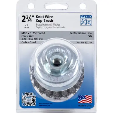 PFERD 82228P P.O.P. 2-3/4" Knot Wire Cup Brush .020 CS Wire M10x1.25 (5pk)