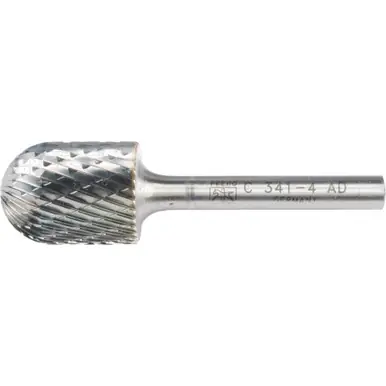 PFERD 24482 Carbide Bur, Cylind. Radius End, DBL Cut 3/4" x 1" x 1/4" Shank