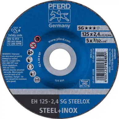 PFERD 63205 - 5" x 3/32" Cut-Off Wheel, 7/8" AH A 46 R SG-INOX - Type 27 (25pk)
