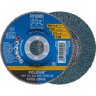 PFERD 62015 4-1/2" x 7/8" POLIFAN Flap Disc - Flat PSF Zirconia 60G (10pk)