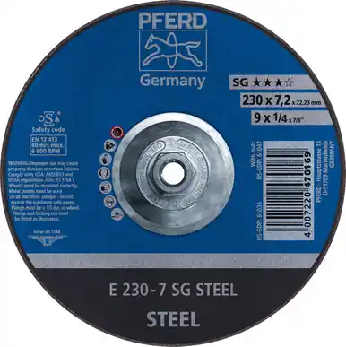 PFERD 61047 9" x 1/4" Grinding Wheel, 5/8-11 Thd. A 24 R SG - Type 27 (10pk)