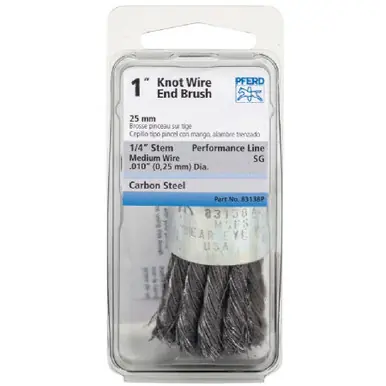 PFERD 83138P 1" Knot Wire End Brush Straight Cup .010 CS Wire 1/4" Shank (5pk)