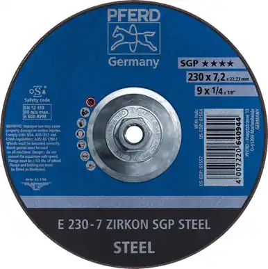 PFERD 61564 9" x 1/4" Grinding Wheel 5/8-11 Thd. ZA 24 R SGP - Type 27 (10pk)