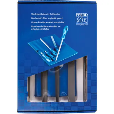 PFERD 16081 10" File Set 542-WRU (5 Machinist files in pouch)