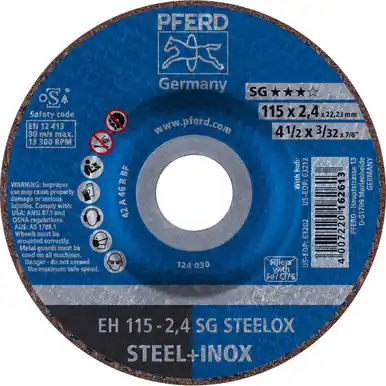 PFERD 63202 - 4-1/2" x 3/32" Cut-Off Wheel 7/8" AH A 46 R SG-INOX Type 27 (25pk)
