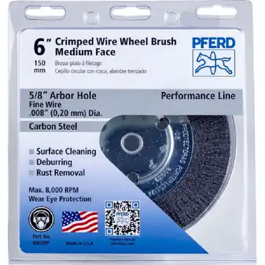 PFERD 80039P 6" Crimped Wire Wheel Narrow Face .008 Wire 5/8-1/2" AH POP (5pk)