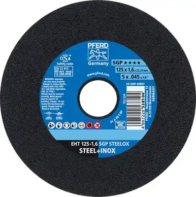 PFERD 69857 - 5" x .04 - 5" Cut-Off Wheel 7/8" AH A S SGP-INOX 46 Grit Type 1 (25pk)