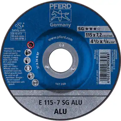 PFERD 61301 4-1/2" x 1/4" Grinding Wheel 7/8" A24N SG for Alum Type 27 (10pk)