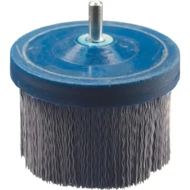 PFERD 84259 2-1/2" x 1/4 Shank Mtd M-BRAD Cup Brush Round Crimped Fill, .022 SiC 320 Grit