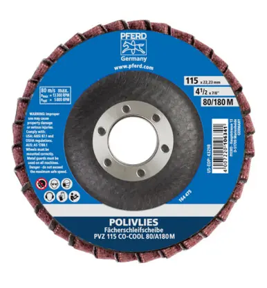 PFERD 43298 4-1/2" Polivlies Interleave Flap Disc - 80 Grit (5pk)