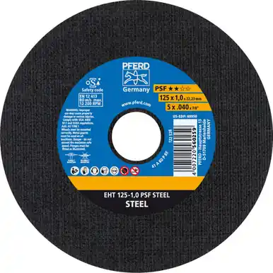 PFERD 69950 5" x .040" Cut-Off Wheel, 7/8" AH A P PSF - 60 Grit - Type 1 (25pk)
