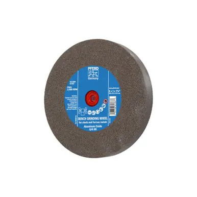 PFERD 61767 8" x 1" Vitrified Bench Wheel 1-1/4" A.H., Aluminum Oxide, 80 Grit