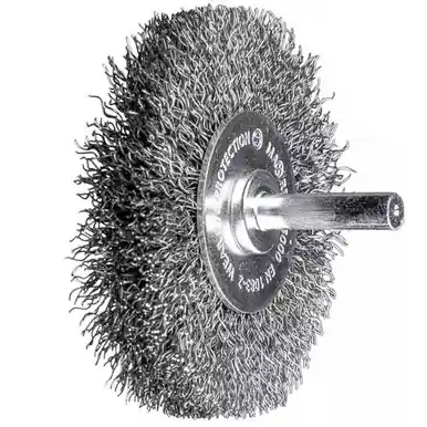 PFERD 764084 3" PSF Mtd.Crimped Wheel Brush .012 CS Wire, 1/4" Stem (5pk)