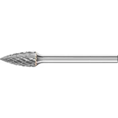 PFERD 23381 Carbide Bur, Tree Shape Pointed, SGL Cut 1/4" x 1/2" x 1/8" Shank